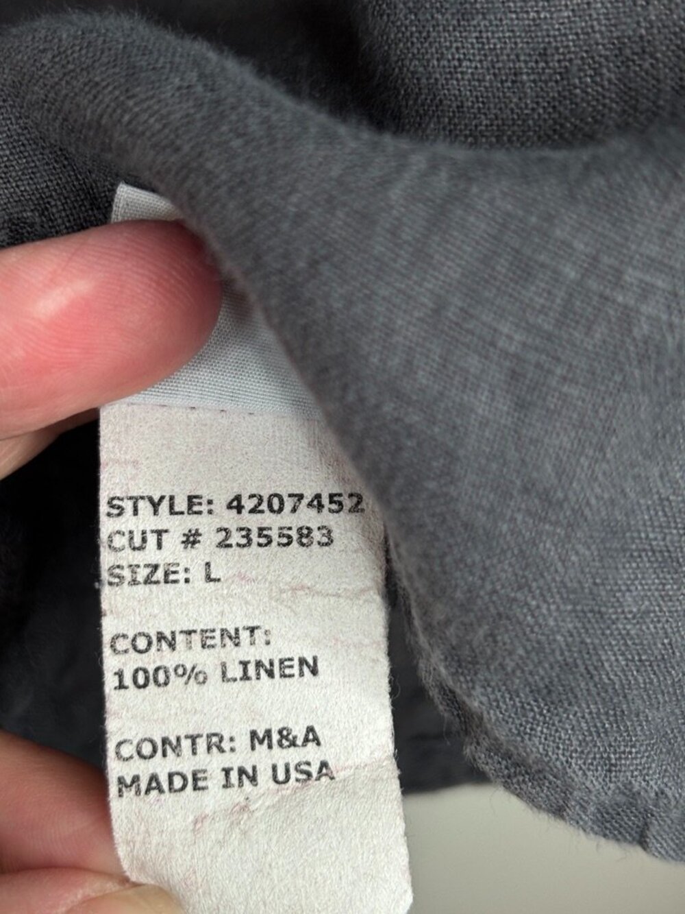 Cut Loose 100% Linen Button Up Tunic L Charcoal Grey High Low Lagenlook Artsy - Picture 5 of 8